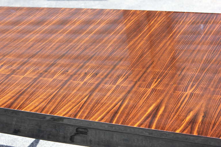 French Art Deco Exotic Macassar Ebony Dining Table, circa 1940s 1