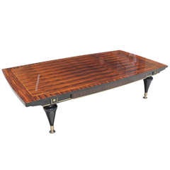 Huge French Art Deco Living Room Coffee/ Cocktail Table, Exotic Macassar Ebony