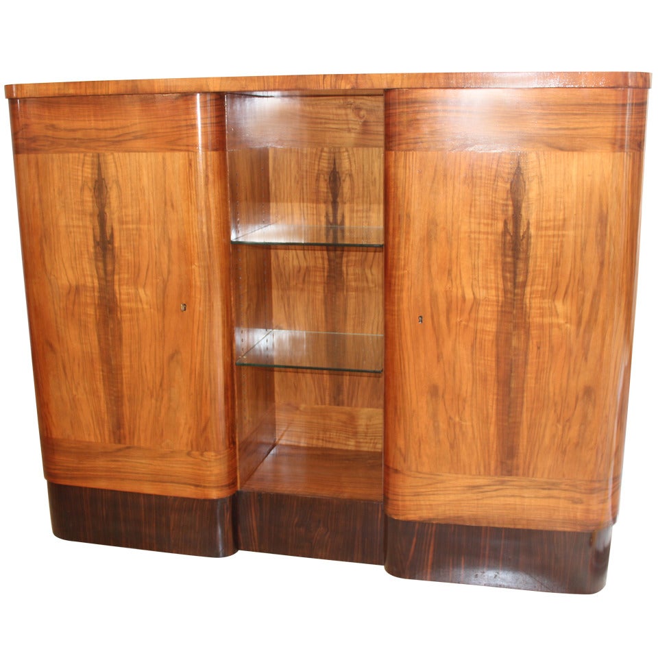 German Art Deco Period Buffet/ Display, Exotic Walnut & Macassar Ebony