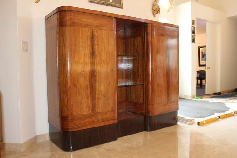 Mid-20th Century German Art Deco Period Buffet/ Display, Exotic Walnut & Macassar Ebony