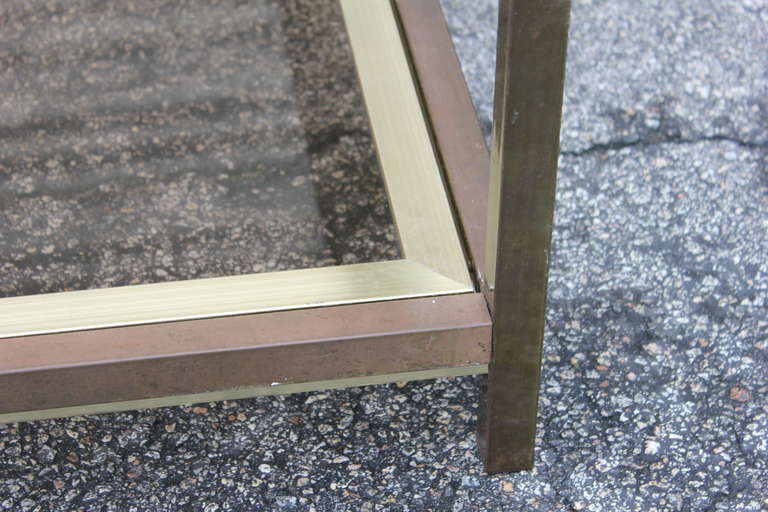 Late 20th Century Mastercraft Large Brass and Glass Coffee Cocktail Table, Two Tier, circa 1970s