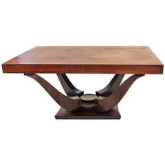 French Art Deco Exotic Macassar Ebony Tulip Base Dining Table