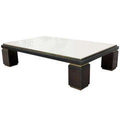French Art Deco Brass and Marble Large Coffee/ Cocktail Table