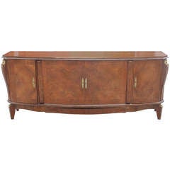 French Art Deco Sideboard / Buffet Palisander Marquetry, Bronze Accents .