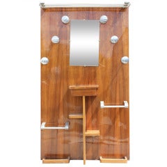 French Art Deco Large Exotic Walnut Coat Rack, Storage