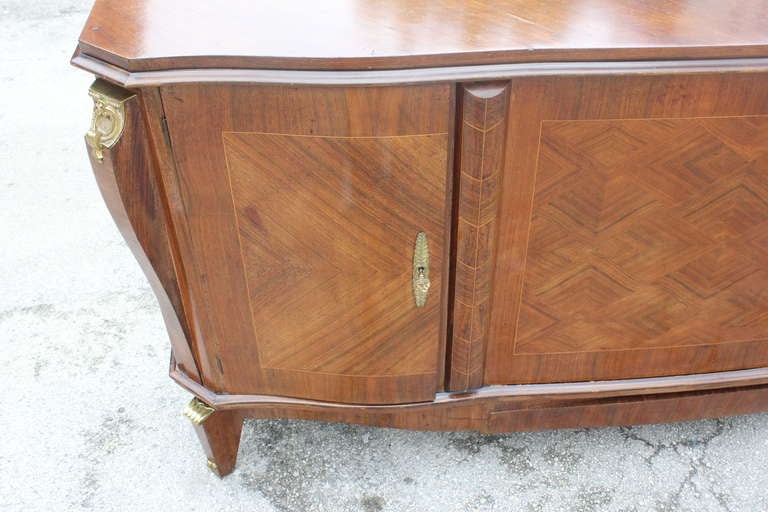 French Art Deco Sideboard / Buffet Palisander Marquetry, Bronze Accents . 2