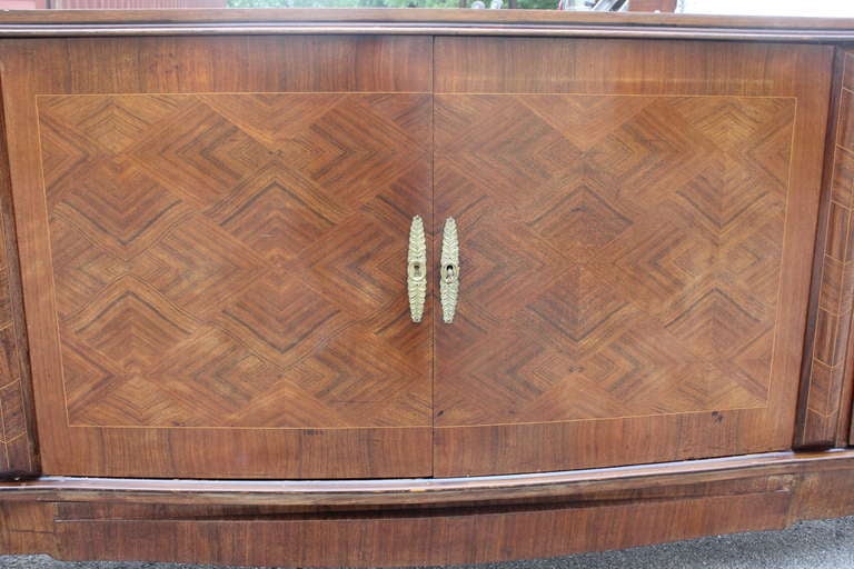 French Art Deco Sideboard / Buffet Palisander Marquetry, Bronze Accents . 3