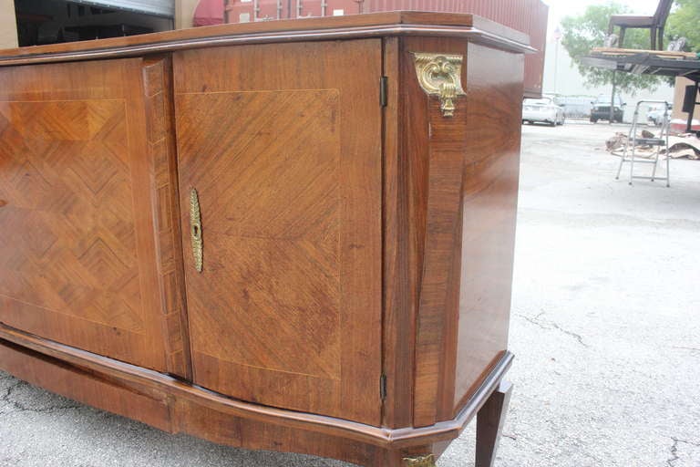 French Art Deco Sideboard / Buffet Palisander Marquetry, Bronze Accents . 4