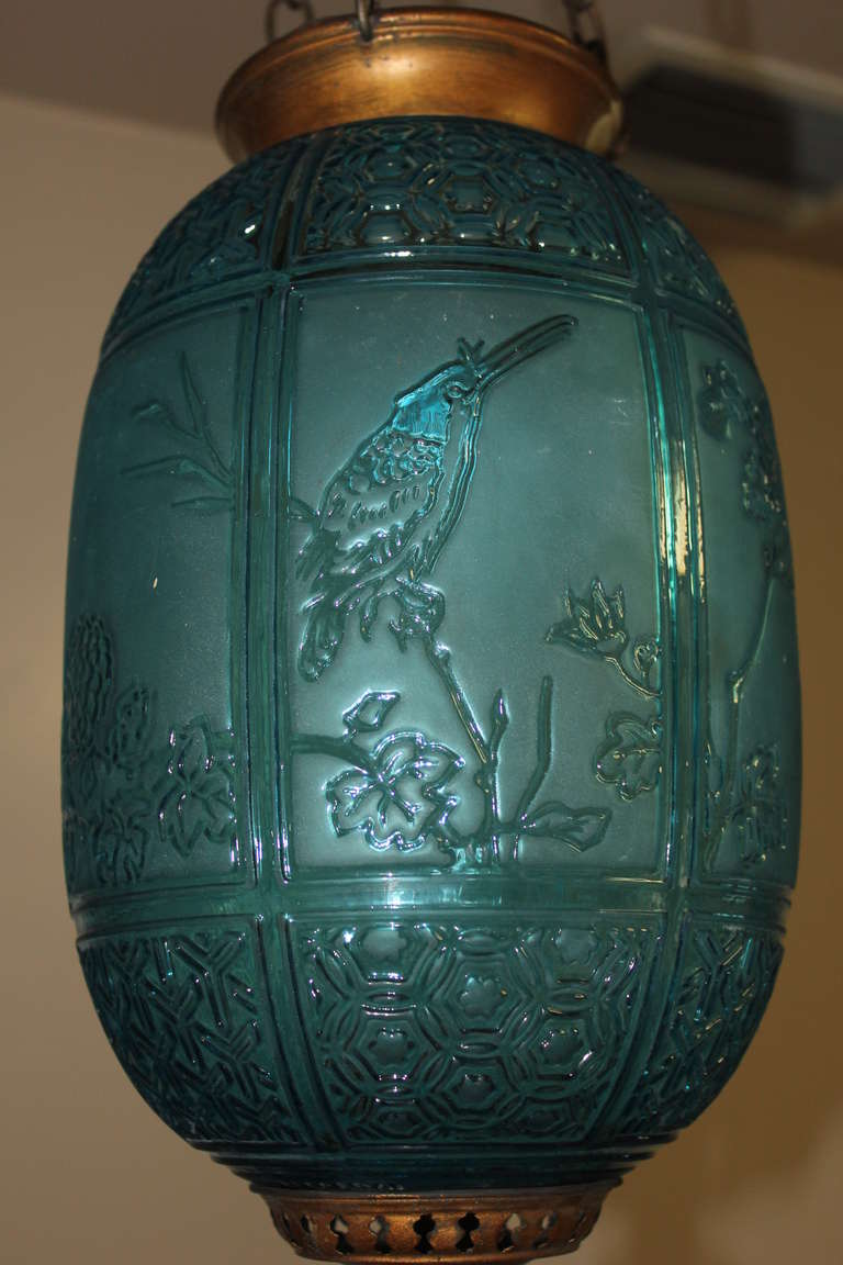 Very Rare Blue Electrified Oil Lantern by Baccarat  France, 19thc. Napoleon III In Excellent Condition In Hialeah, FL