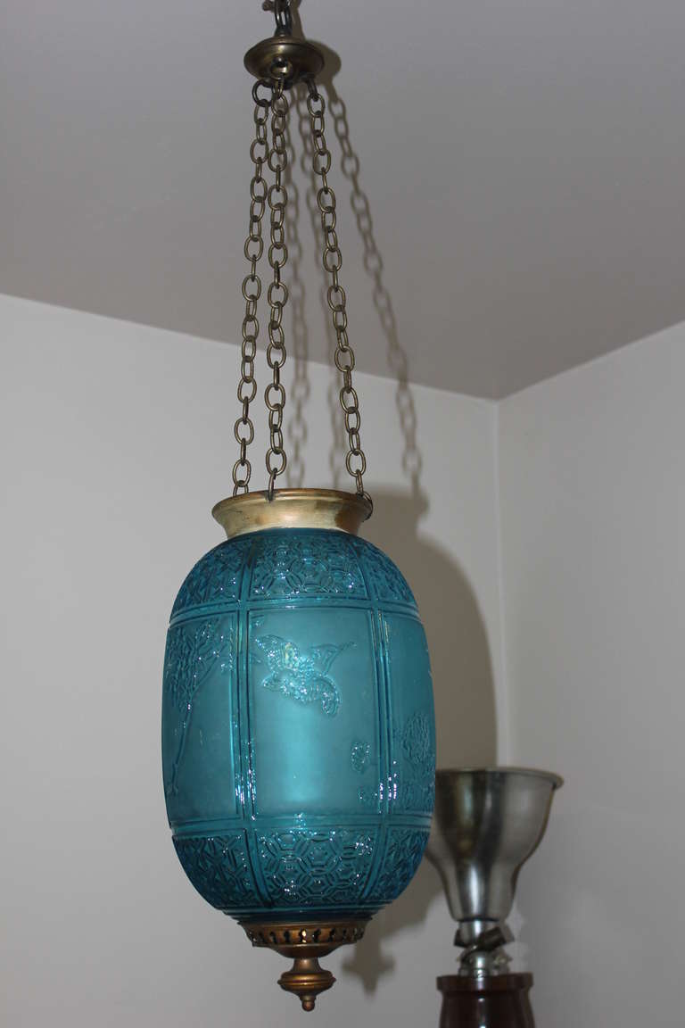 Very Rare Blue Electrified Oil Lantern by Baccarat  France, 19thc. Napoleon III 3