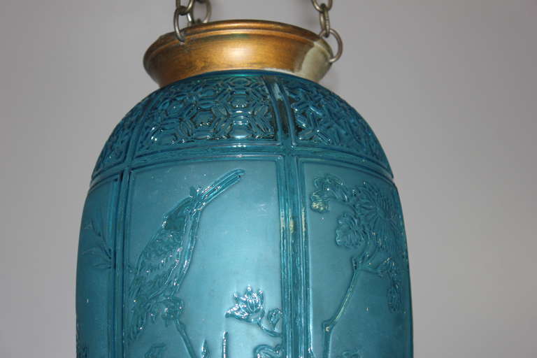 Very Rare Blue Electrified Oil Lantern by Baccarat  France, 19thc. Napoleon III 2