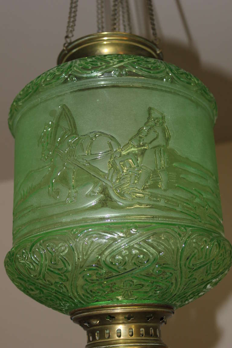 Napoleon III Very Rare Emerald Green Electrified Oil Lantern by Baccarat