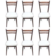Set 6 French Art Deco Walnut Dining Chairs