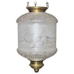 Antique Authentic French Baccarat Electrified Oil Lantern, 19thc. Napoleon III
