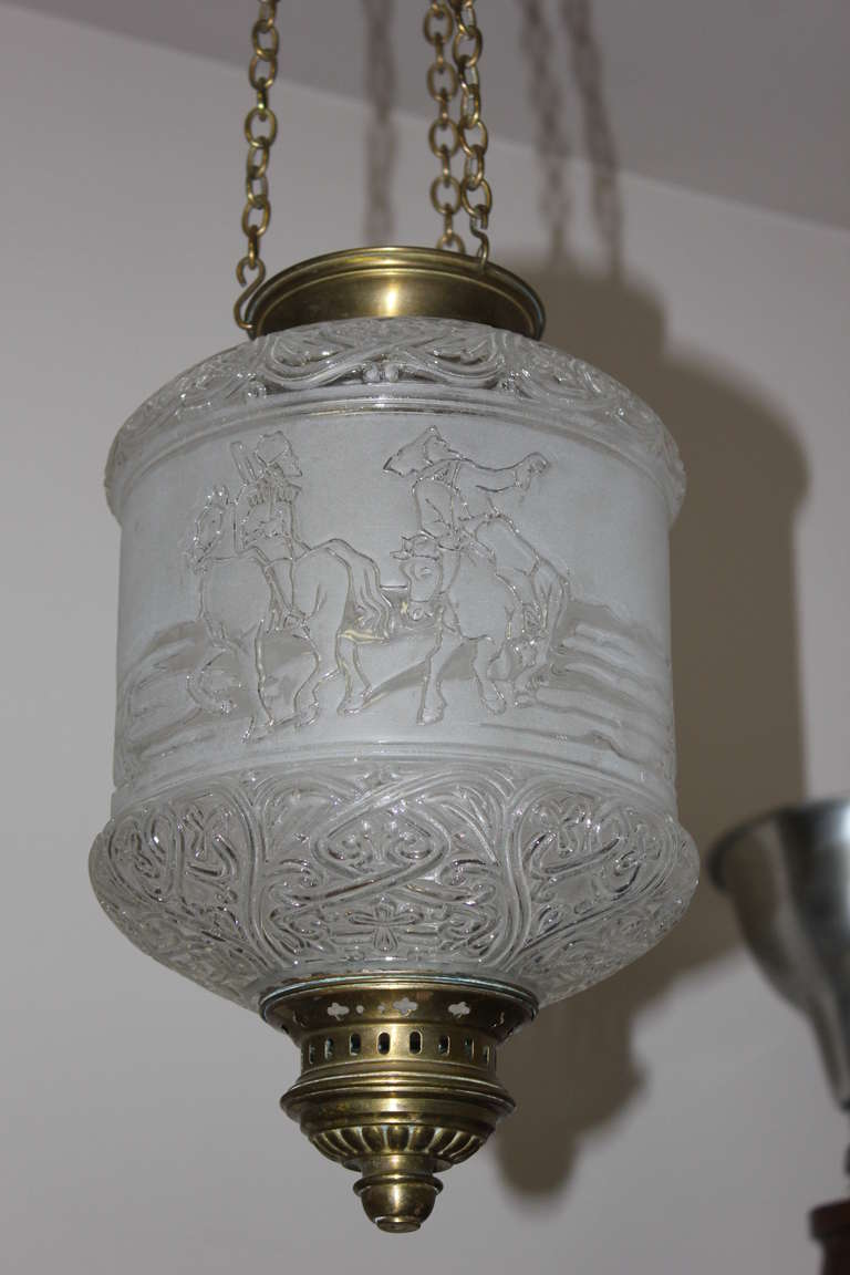 19th Century Authentic French Baccarat Electrified Oil Lantern, 19thc. Napoleon III