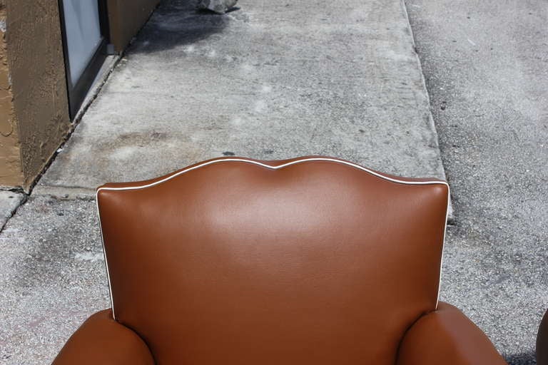 PVC Pair of French Art Deco Moustache Back Vinyl Club Chairs, Year 1940