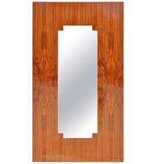 French Art Deco Exotic Walnut Full Length Mirror