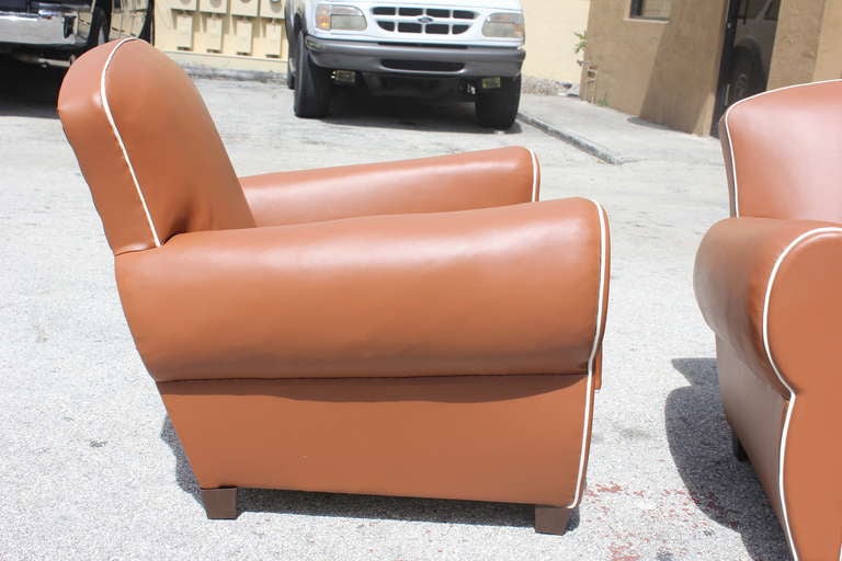 Pair of French Art Deco Club Chairs in Vinyl 1