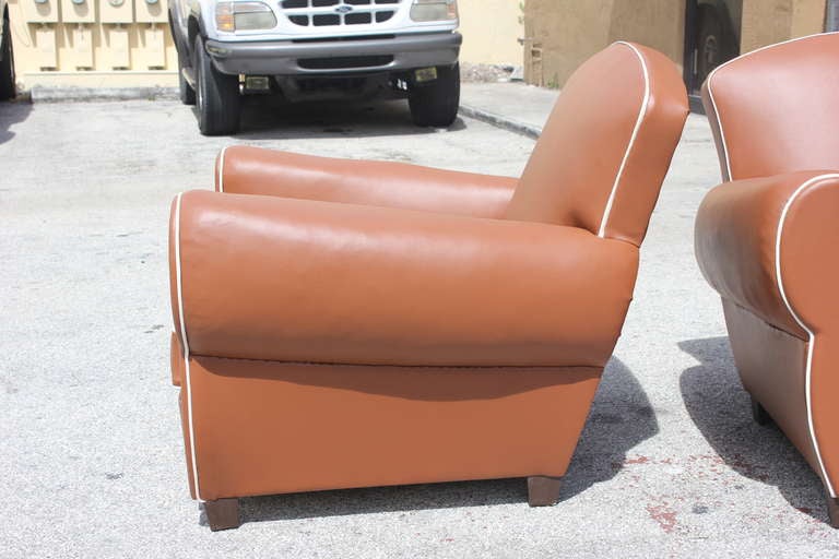 Pair of French Art Deco Club Chairs in Vinyl 3