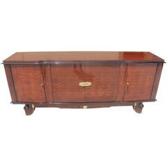 French Art Deco Palisander Buffet, Mother-of-Pearl, Leleu Style, circa 1940s