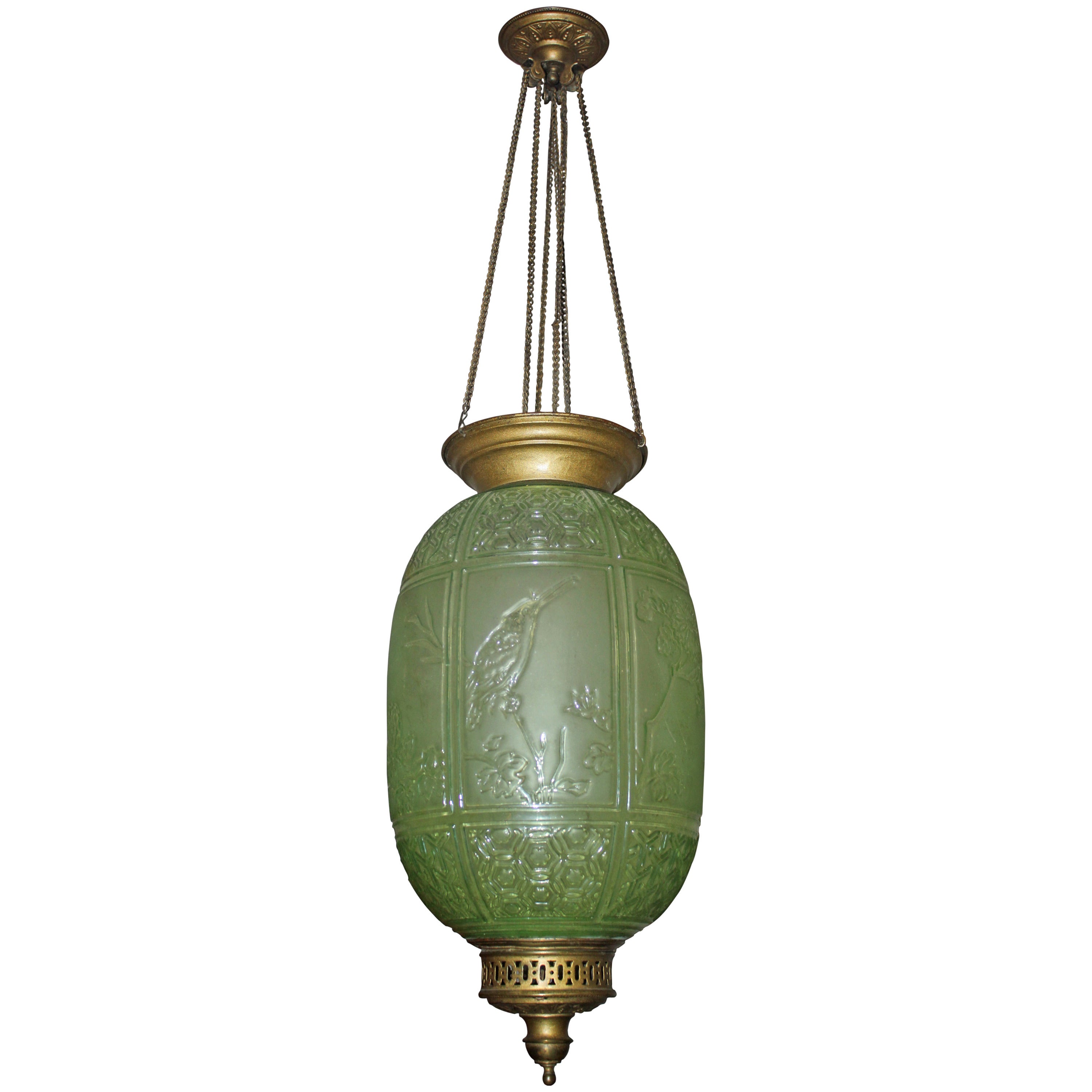 Rare 19th Century Signed "Baccarat" Hanging Electrified Oil Lantern Napoleon III