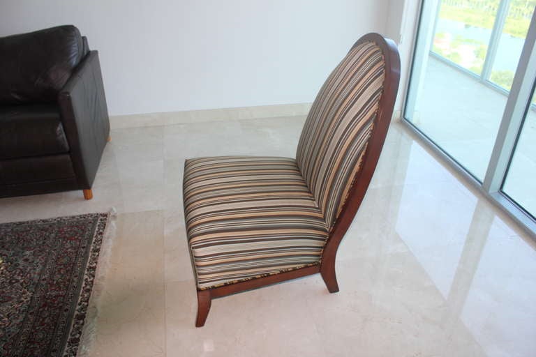 Pair French Art Deco Mahogany Chairs circa 1940. In Excellent Condition In Hialeah, FL