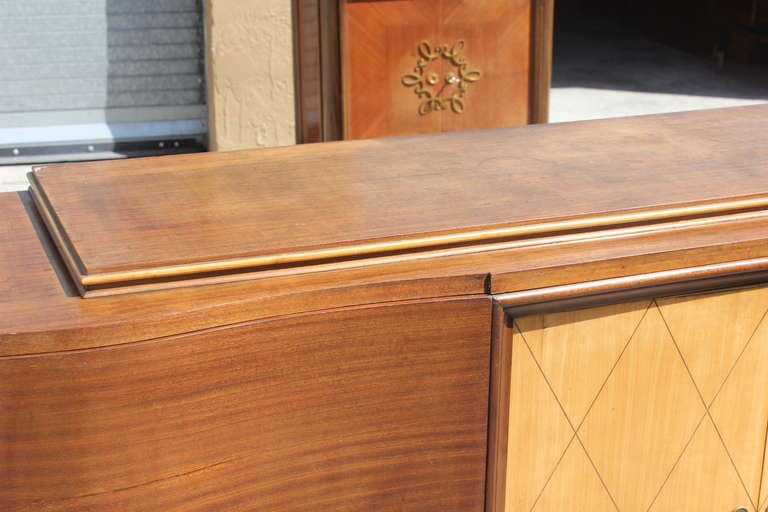 French Art Deco Mahogany Buffet with Sycamore Center, 1940's 2