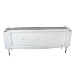 Mid Century Modern White Lacquered Buffet, Steel Ball Accent