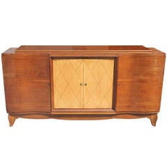 French Art Deco Mahogany Buffet with Sycamore Center, 1940's