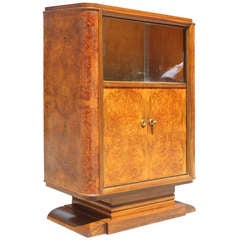 French Art Deco Burl Amboyna Dry Bar, 1930
s