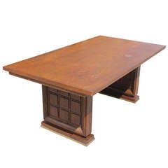 French Art Deco Solid Mahogany Dining Table by Maxime Old, 1940's