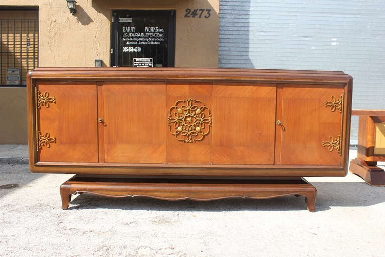 Spectacular French Art Deco Four-Door Palisander Buffet by Jean Desnos In Excellent Condition In Hialeah, FL