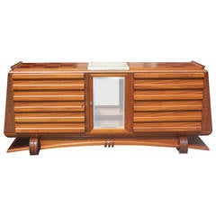 French Art Deco Solid Mahogany Buffet by Gaston Poisson, circa 1940s