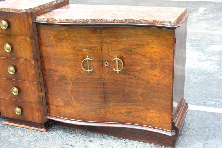 Grand Scale French Art Deco Sideboard or Buffet Palisander with Marble Top 2