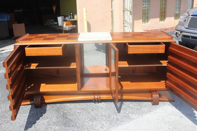 French Art Deco Solid Mahogany Buffet by Gaston Poisson, circa 1940s For Sale 5