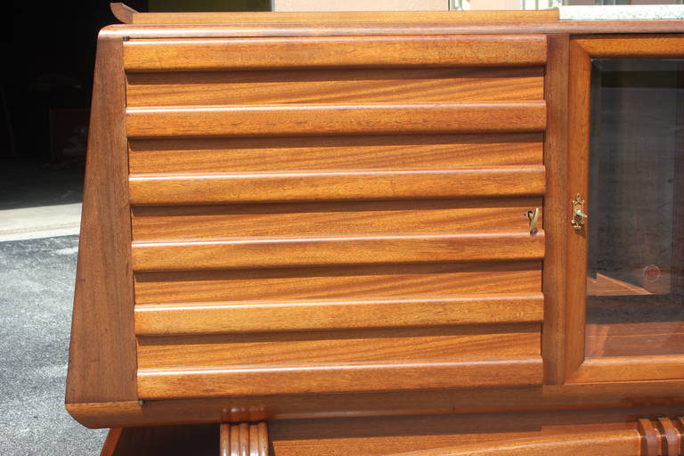 Mid-20th Century French Art Deco Solid Mahogany Buffet by Gaston Poisson, circa 1940s For Sale
