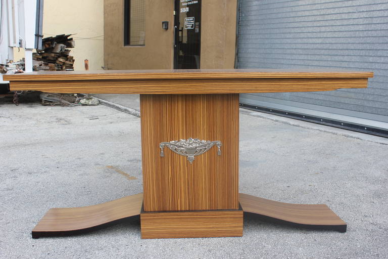 French Art Deco Zebrawood Console Table, circa 1940s 1