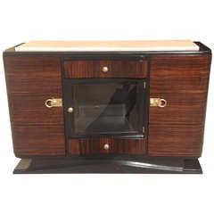 French Art Deco Exotic Macassar Ebony Buffet with Display