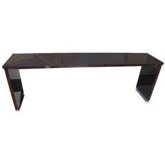 Monumental French Art Deco, Exotic Macassar Ebony Console Table, circa 1940