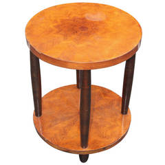 French Art Deco Palisander Inlay 2 Tier Accent Table, circa 1940's
