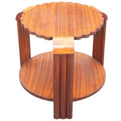 French Art Deco, Flame Mahogany Gueridon, circa 1940s