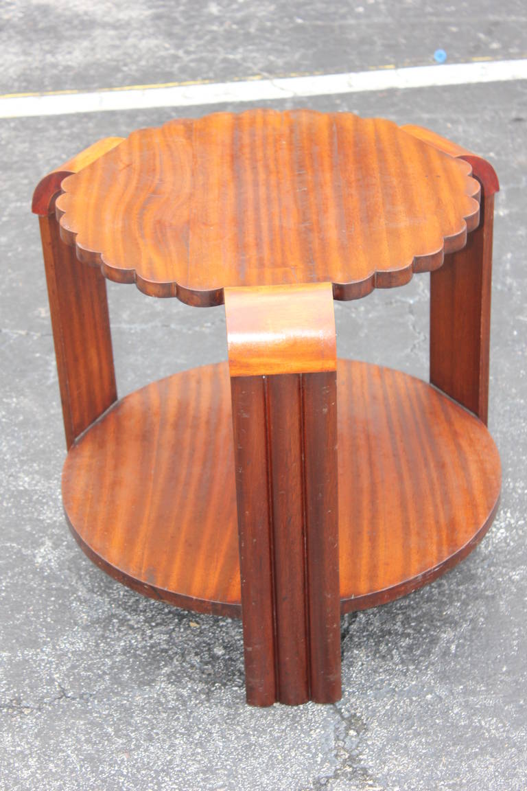 French Art Deco, Flame Mahogany Gueridon, circa 1940s