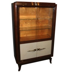 French Art Deco Palisander/ Parchment Vitrine/ China Cabinet