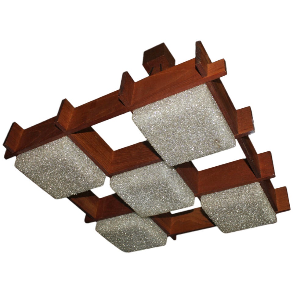 French Mid Century Danish Style 5 Light Fixture