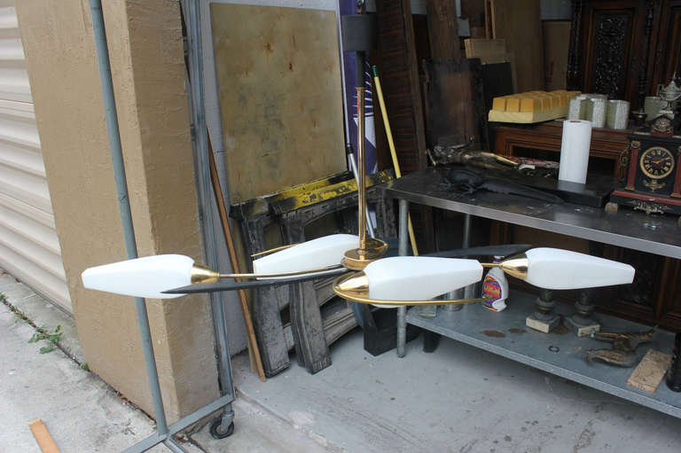 French Art Deco 4 Light Flower Form Chandelier/ Fixture
