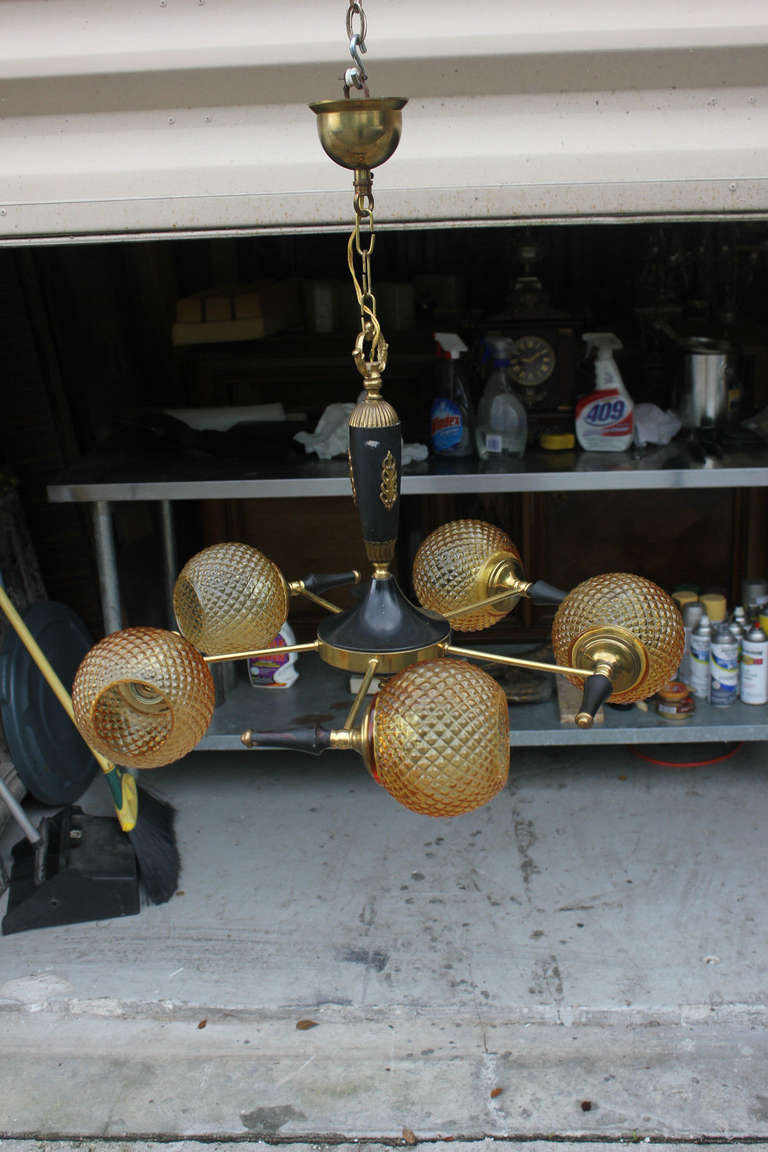 French Art Deco 5 Light Fixture with Neoclassic Elements