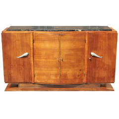 French Art Deco Palisander Rio Buffet with Marble Top, circa 1940s