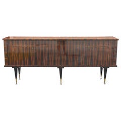 French Art Deco Exotic Macassar Ebony Credenza or Sideboard, circa 1940s