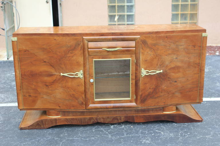 French Art Deco Exotic Walnut Buffet, circa 1940s