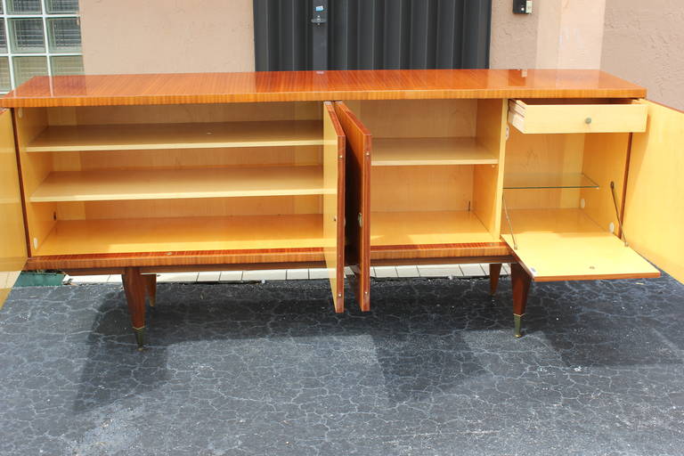 French Art Deco Flame Mahogany Buffet or Credenza, circa 1940s 5